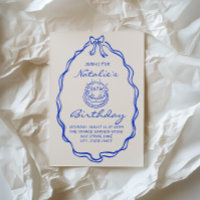 30thBlue Bow Hand Drawn Coquette Birthday Party