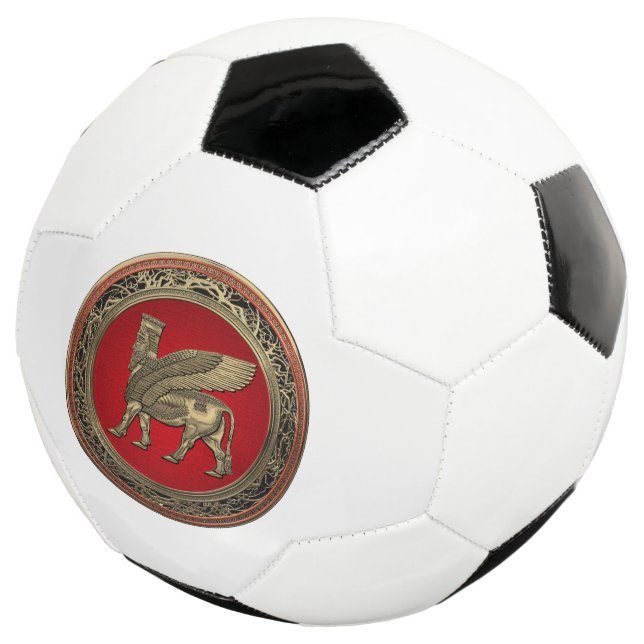 [310] Assyrian Winged Bull - Gold Lamassu Soccer Ball (Three Quarter)
