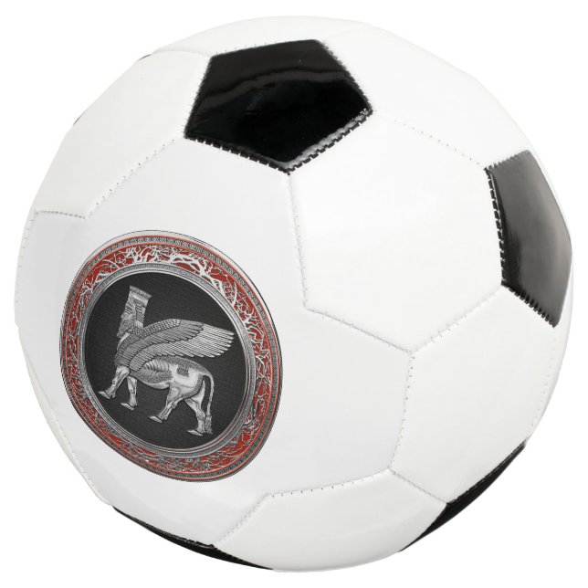 [310] Assyrian Winged Bull - Silver Lamassu Soccer Ball (Three Quarter)