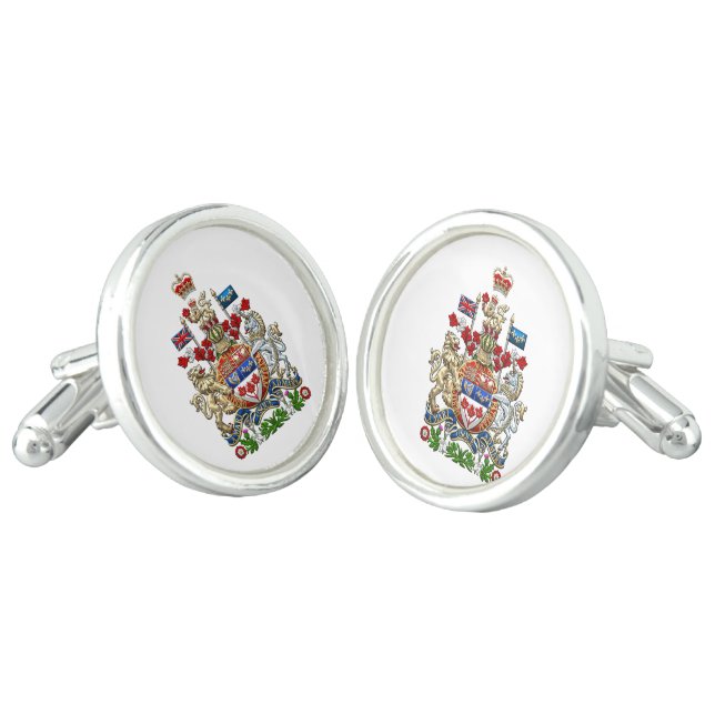 [310] Canada Coat of Arms [3D] Cufflinks (Angled)