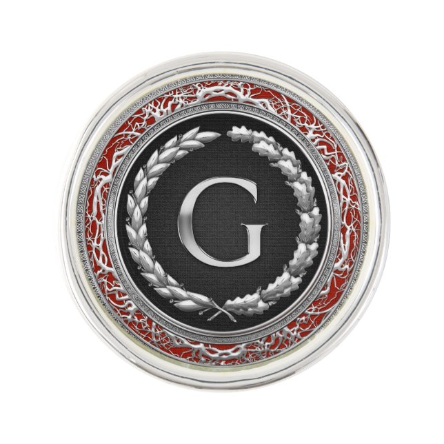 [310] “G” Silver Vintage Monogram Pin (Front)
