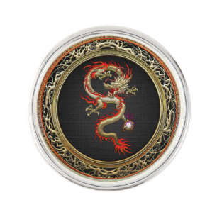 [310] Golden Chinese Dragon Fucanglong Lapel Pin