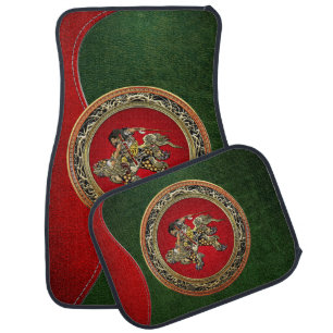 [310] Hokusai - Shoki Riding Shishi Lion Car Floor Mat
