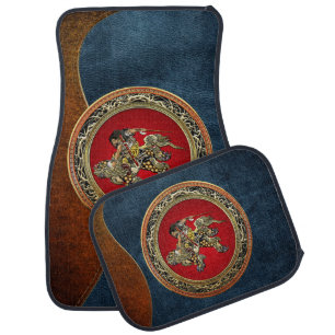 [310] Hokusai - Shoki Riding Shishi Lion Car Mat