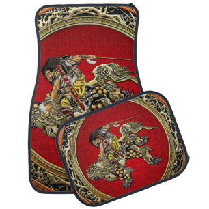 [310] Hokusai - Shoki Riding Shishi Lion Car Mat