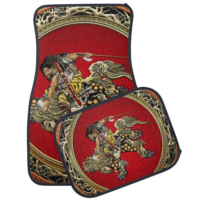 [310] Hokusai - Shoki Riding Shishi Lion Car Mat (Set)