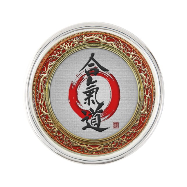 [310] Japanese calligraphy - Aikido Lapel Pin (Front)