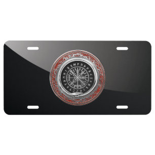 [310] Vegvisir - Viking Silver Magic Runic Compass License Plate