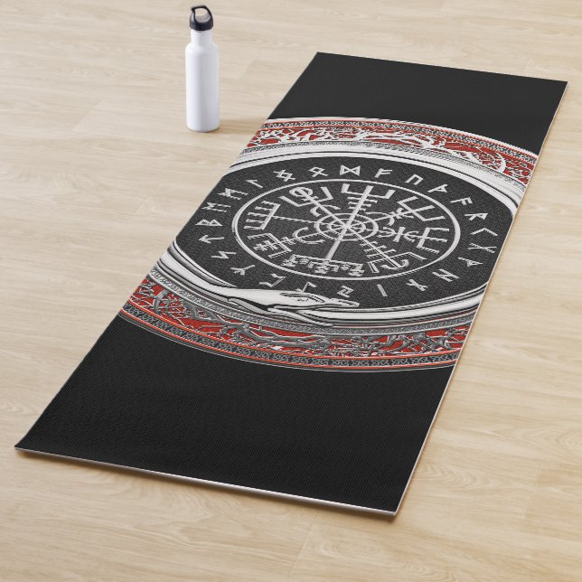 [310] Vegvisir - Viking Silver Magic Runic Compass Yoga Mat (In Situ)