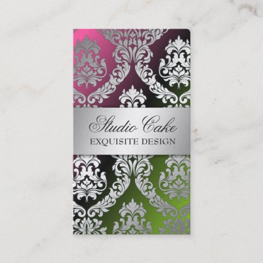 Customizable 311 Alonnah Damask Lollipop Liquorice Metallic Business Card Templates