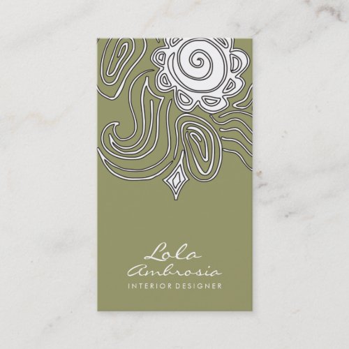 311_Ambrosia Swirl  Sage Green Business Card