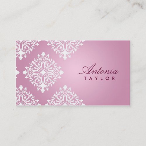 311 Antonia Pink et Blanc Damask Business Card Template