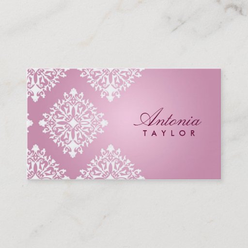 Customizable 311 Antonia Pink et Blanc Damask Business Card Template
