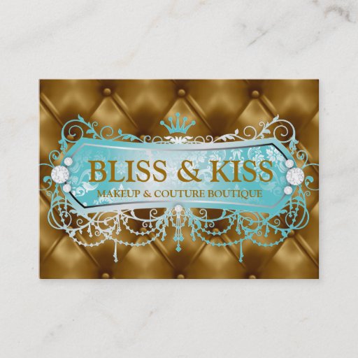 Customizable 311 Aqua Bliss Golden Tuft Business Card Templates
