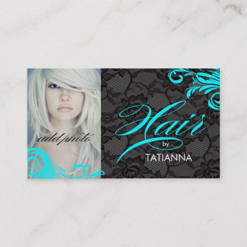 311 Aqua &amp; Lace Hair By Business Card