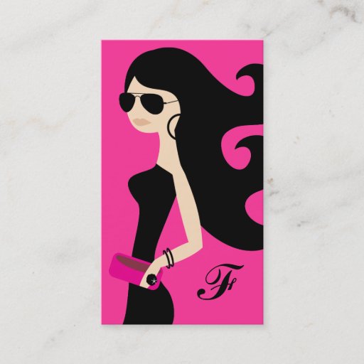 Customizable 311 Aviator Fashionista Brunette Hot Pink Business Card Templates