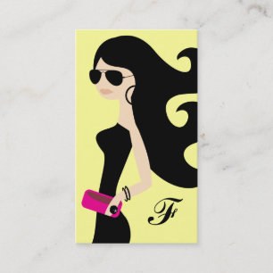311 Aviator Fashionista Brunette Yellow Business Card