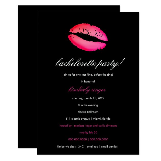 311 Bachelorette Lingerie Party Invite