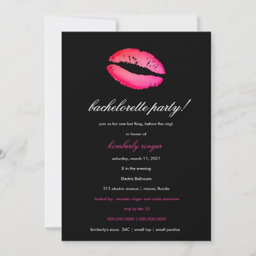 311 Bachelorette Lingerie Party Invite