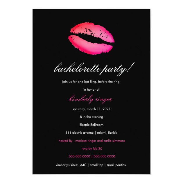311 Bachelorette Lingerie Party Invite