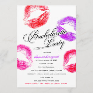 311-Bachelorette Party - Colorful Kisses Invitation