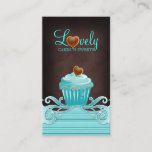 311 Bakery Cupcake Chocolate Blue Swirls Brown Business Card at Zazzle