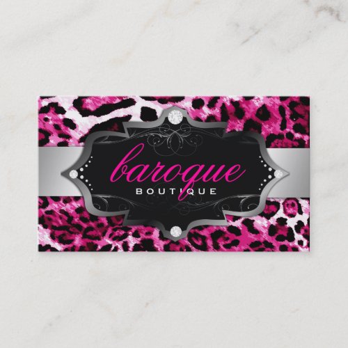 311 Baroque Boutique Hot Pink Leopard Business Card