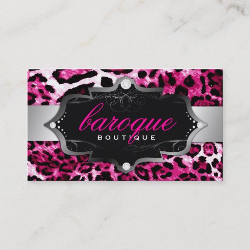 Customizable 311 Baroque Boutique Hot Pink Leopard Business Card Templates