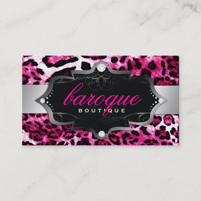 311 Baroque Boutique Hot Pink Leopard Business Card (Front)