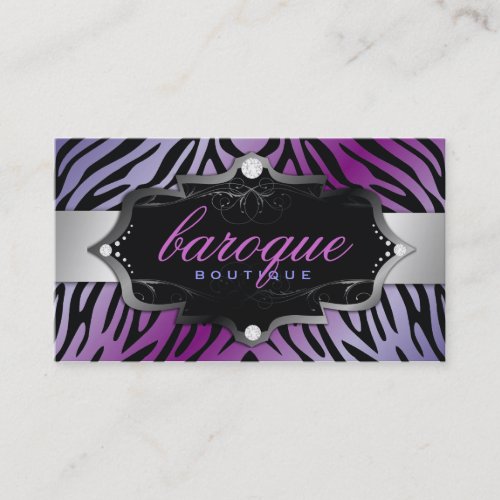 311 Baroque Boutique Purple Flirt Zebra Business Cards