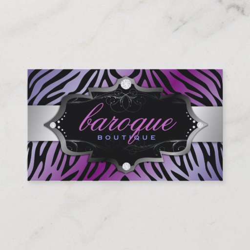Customizable 311 Baroque Boutique Purple Flirt Zebra Business Cards