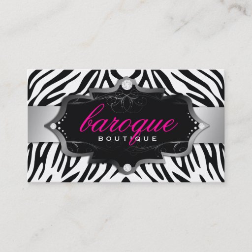Customizable 311 Baroque Boutique Zebra Business Card