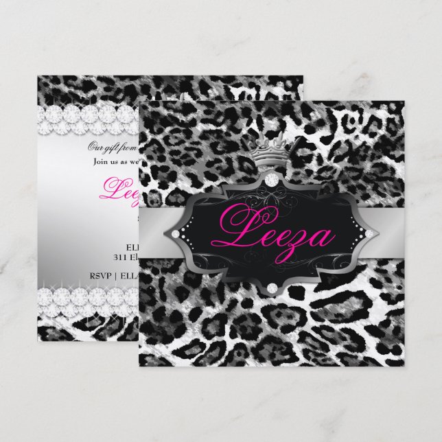 311-Baroque Princess Leopard Metallic Invitation (Front/Back)