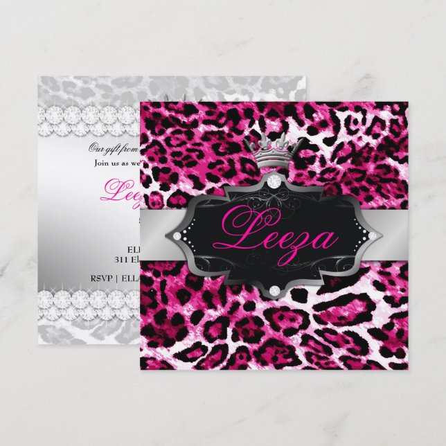 311-Baroque Princess Leopard Metallic Invitation (Front/Back)