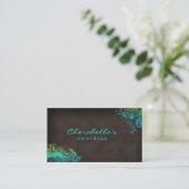 311 Beauty Salon Floral business card Blue Green (Standing Front)