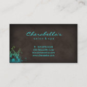 311 Beauty Salon Floral business card Blue Green (Back)