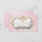 311 Bejeweled Cakes Pink Gold Damask Business Card (Front/Back)