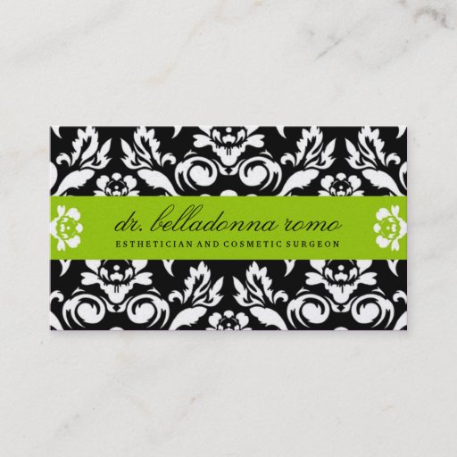 Customizable 311 Belladonna Damask Golden Lime Business Cards