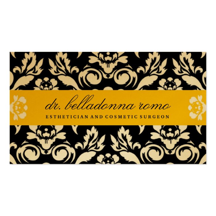 311 Belladonna Damask Golden Yellow Business Card Template