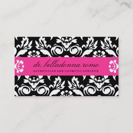 Customizable 311 Belladonna Damask Hott Pink Business Cards