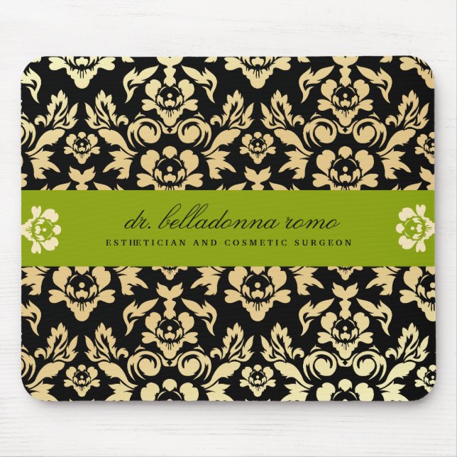 311-Belladonna Damask Lime Mousepad (Front)