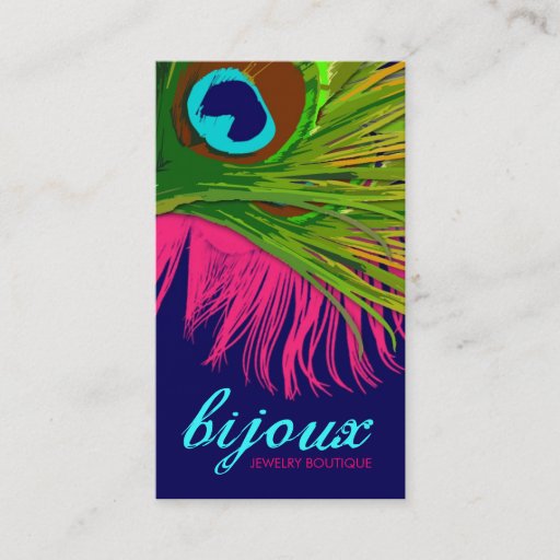 Customizable 311-Bijoux Peacock | Hot Pink Business Card Template