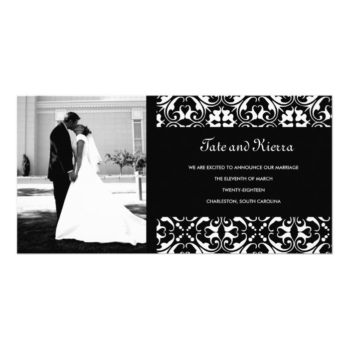 311 BLACK DAMASK WEDDING PHOTO CARD