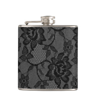 311 Black & Gray Lace Girly Flask
