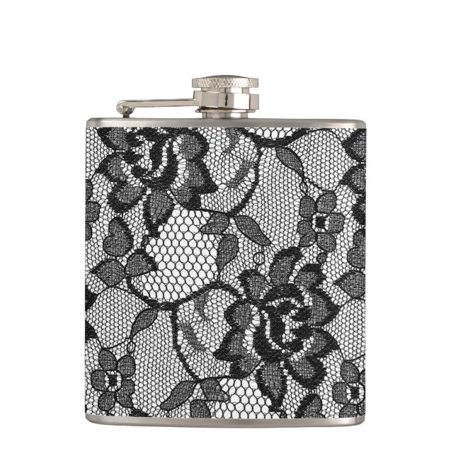 311 Black Lace Girly Flask (Front)