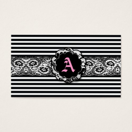311-Black Stripes and Lace Business Card Templates