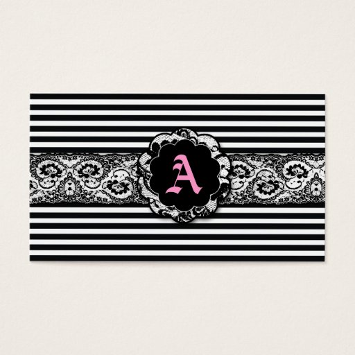Customizable 311-Black Stripes and Lace Business Card Templates