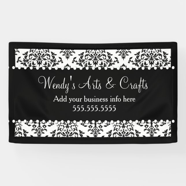 311 Black & White Damask Banner (Horizontal)