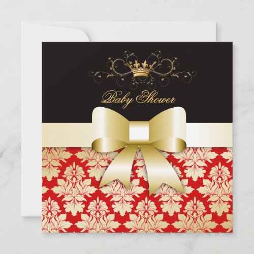 311 Blackberry Black Red  Gold Damask Invitation