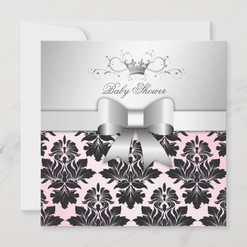 311-Blackberry Precious Pink Damask | Baby Shower Custom Announcement